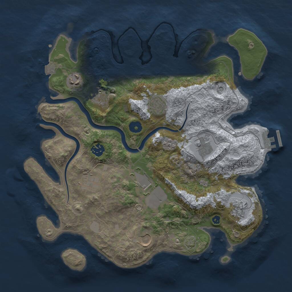Rust Map: Procedural Map, Size: 3500, Seed: 28678570, 14 Monuments