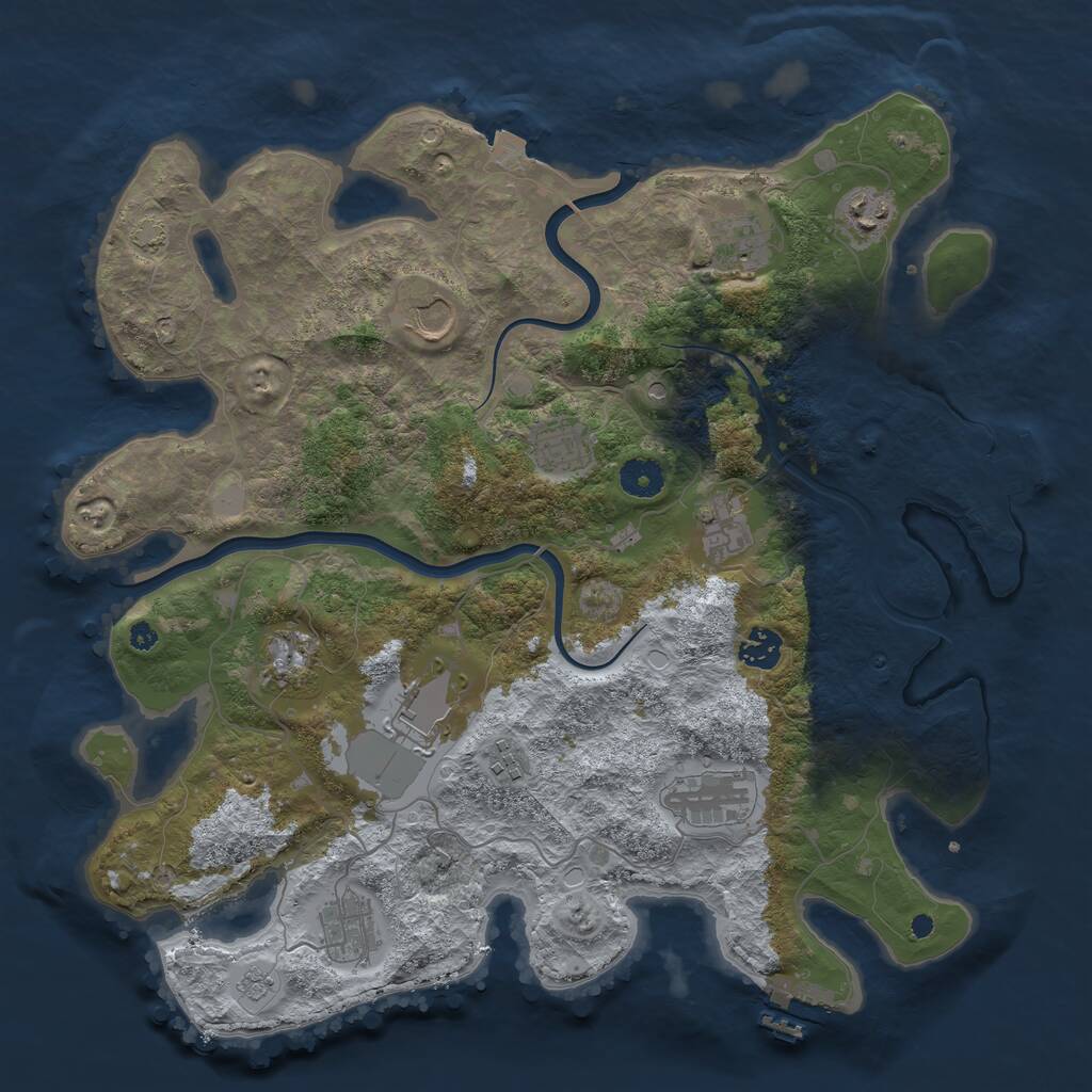 Rust Map: Procedural Map, Size: 3900, Seed: 21347593, 17 Monuments