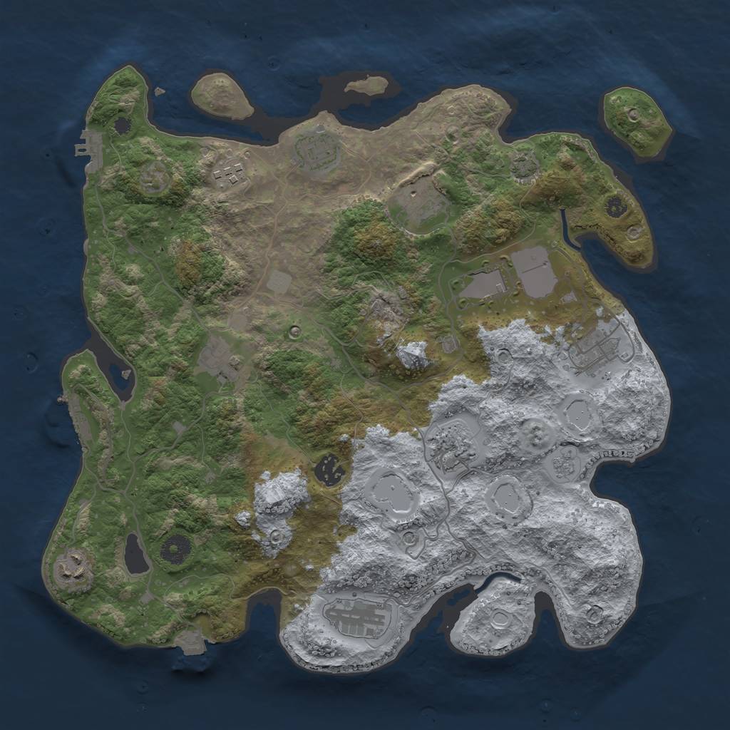 Rust Map: Procedural Map, Size: 3700, Seed: 1500, 18 Monuments