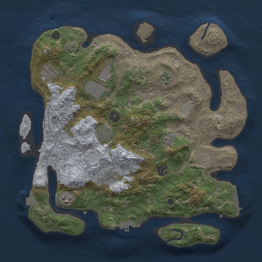Rust Map: Procedural Map, Size: 3600, Seed: 34919251, 17 Monuments