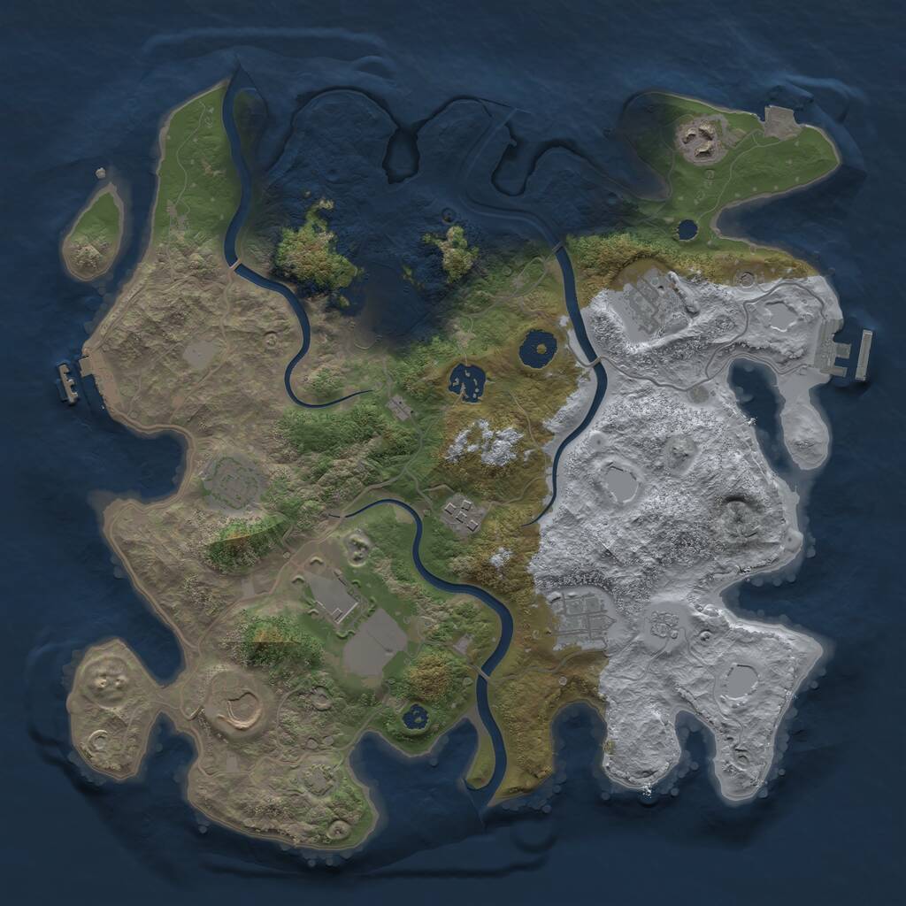 Rust Map: Procedural Map, Size: 3650, Seed: 66574416, 15 Monuments