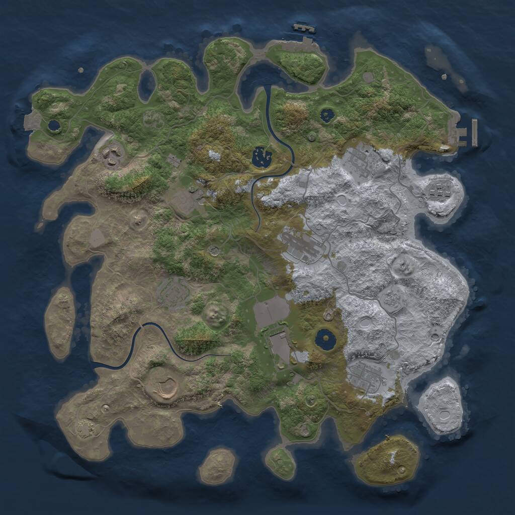 Rust Map: Procedural Map, Size: 3750, Seed: 60844294, 16 Monuments