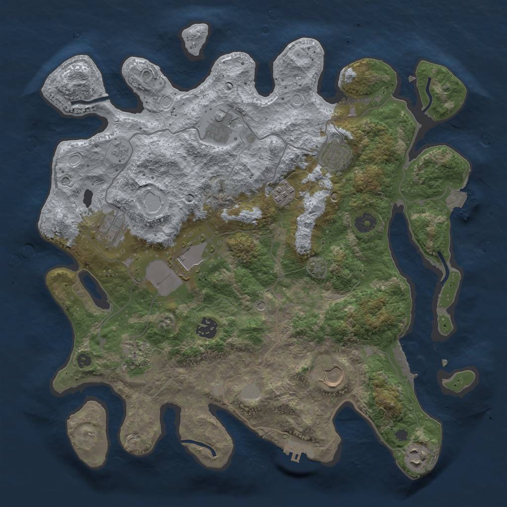 Rust Map: Procedural Map, Size: 3650, Seed: 70846388, 17 Monuments