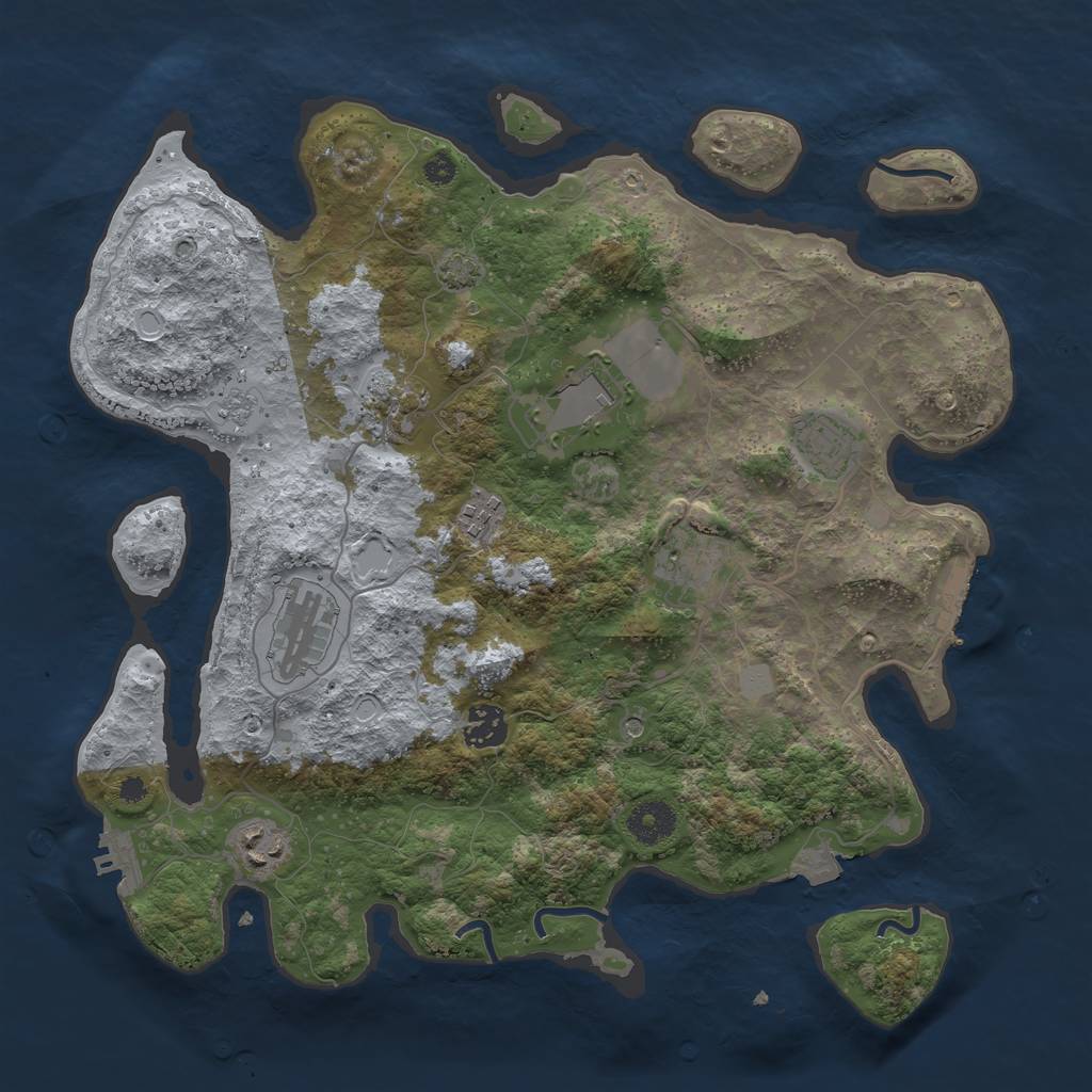 Rust Map: Procedural Map, Size: 3600, Seed: 50089602, 16 Monuments