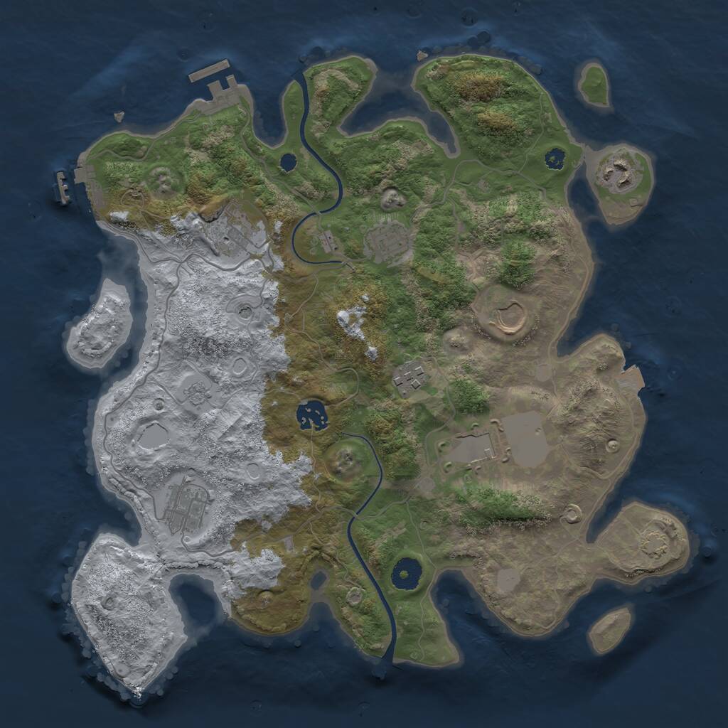 Rust Map: Procedural Map, Size: 3500, Seed: 58684485, 14 Monuments