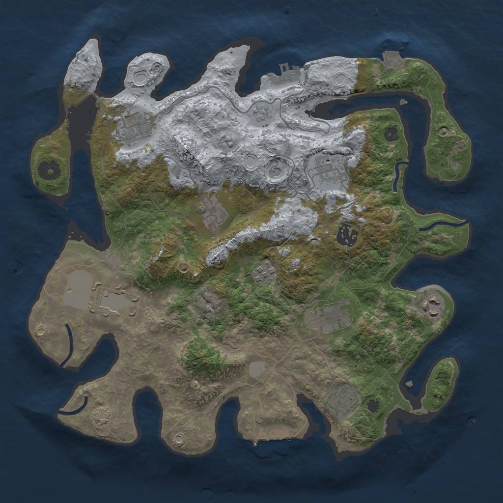 Rust Map: Procedural Map, Size: 3500, Seed: 78250519, 17 Monuments