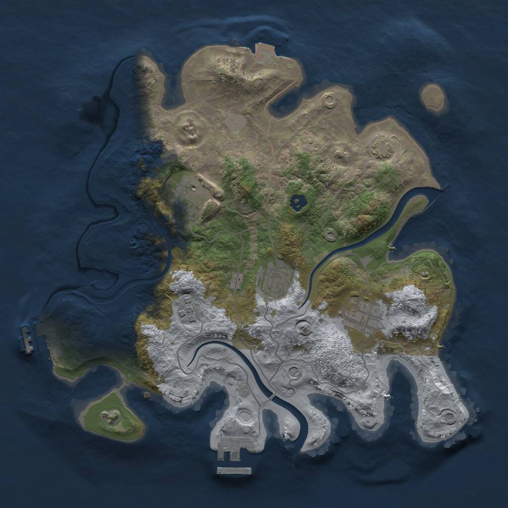 Rust Map: Procedural Map, Size: 3000, Seed: 725113955, 9 Monuments