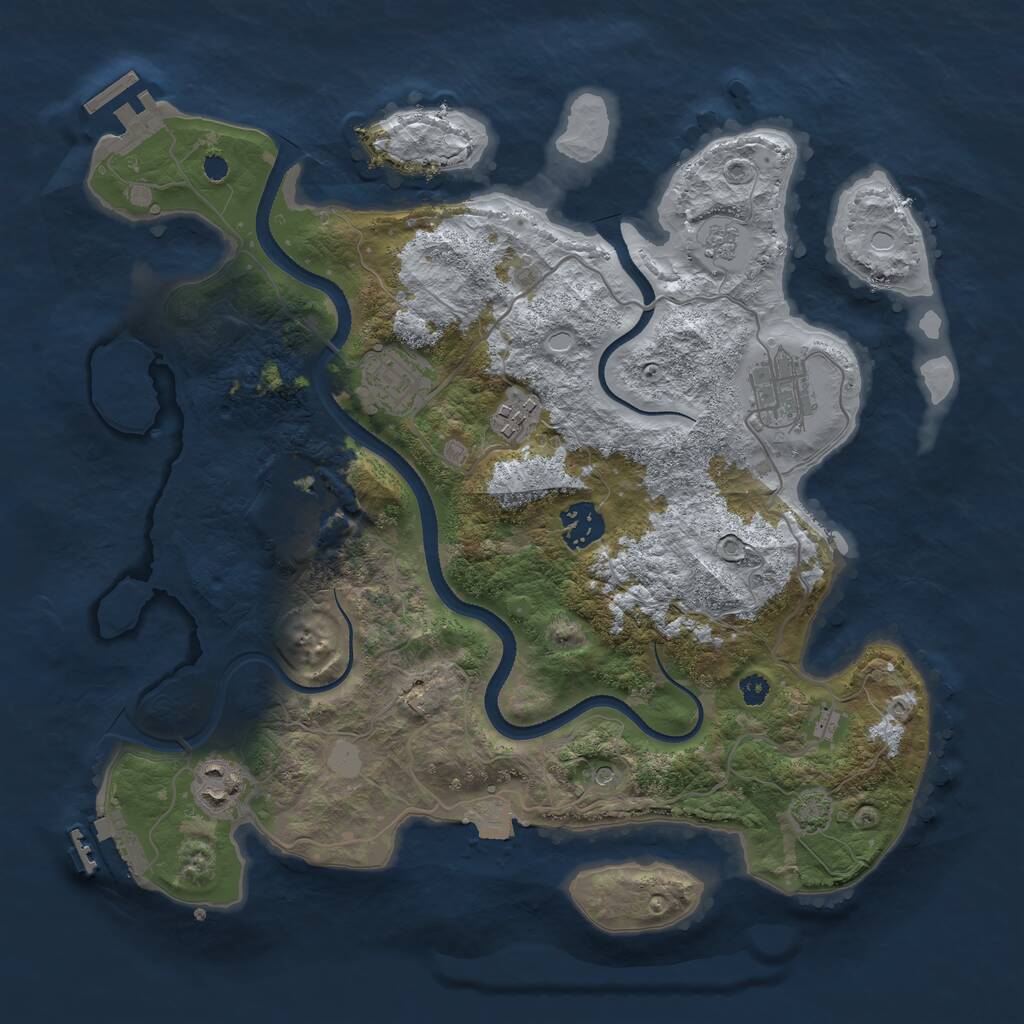 Rust Map: Procedural Map, Size: 3400, Seed: 33981053, 12 Monuments