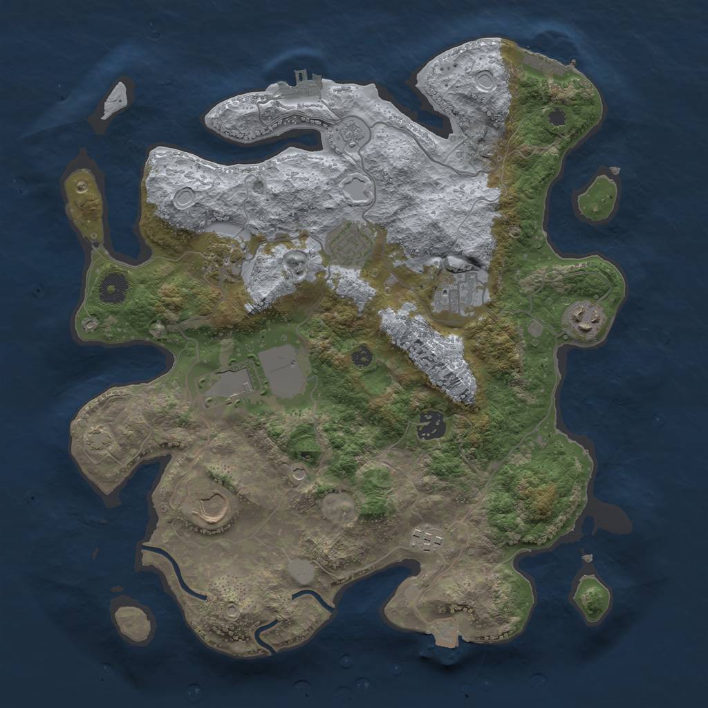 Rust Map: Procedural Map, Size: 3550, Seed: 53519284, 16 Monuments