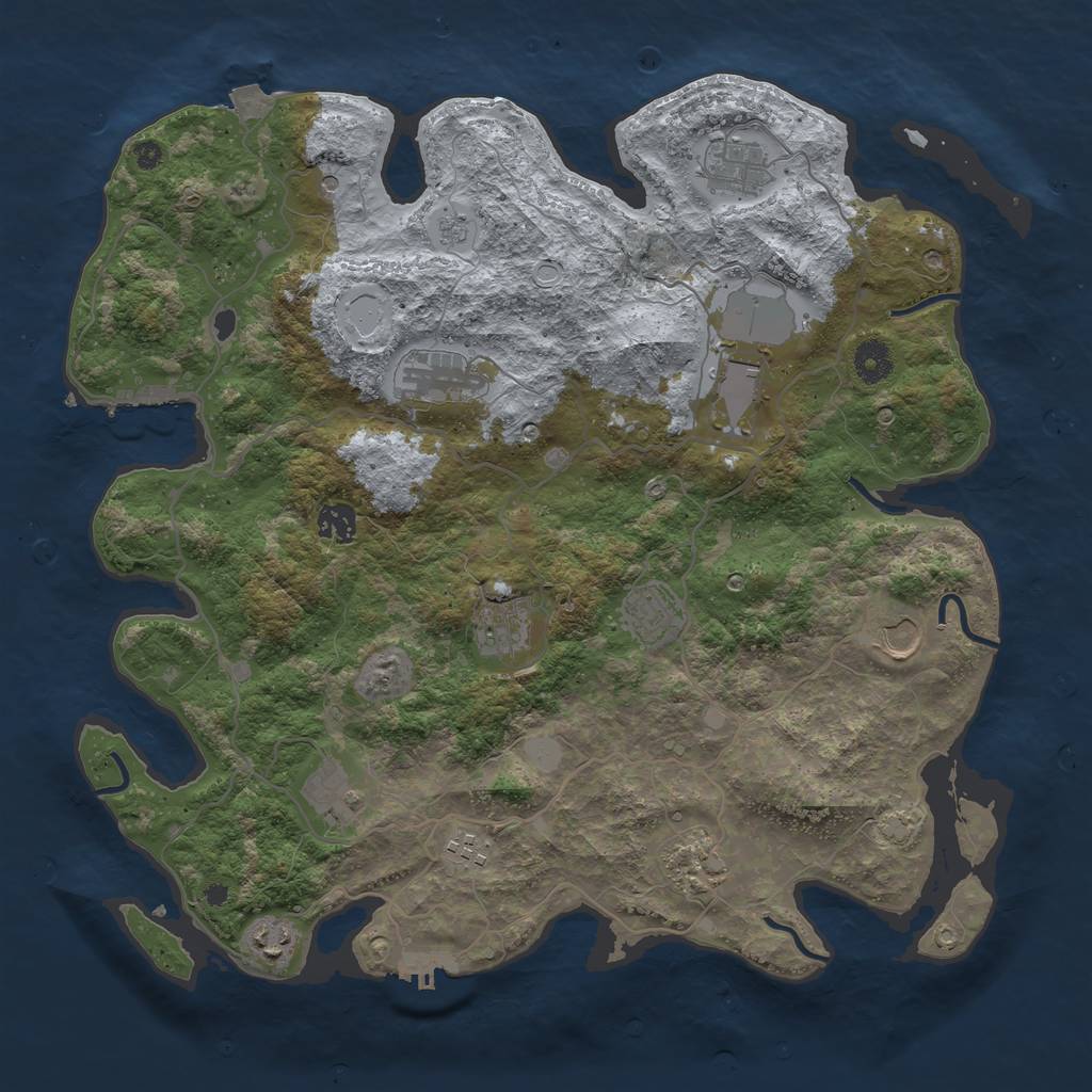 Rust Map: Procedural Map, Size: 4000, Seed: 39809943, 19 Monuments