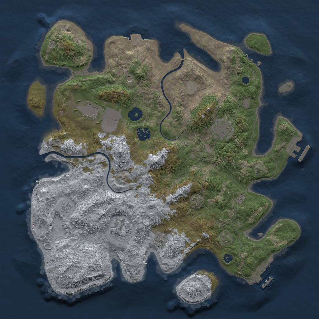 Rust Map: Procedural Map, Size: 3500, Seed: 1396150570, 11 Monuments
