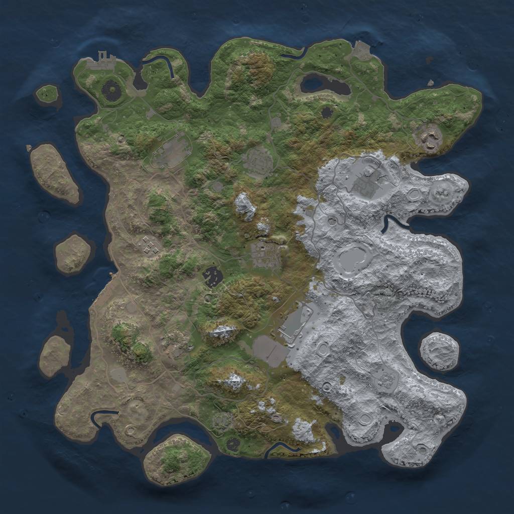 Rust Map: Procedural Map, Size: 3850, Seed: 85415990, 17 Monuments