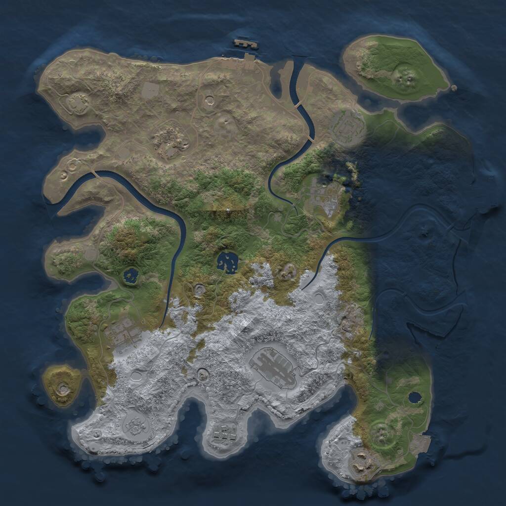Rust Map: Procedural Map, Size: 3400, Seed: 34990744, 14 Monuments