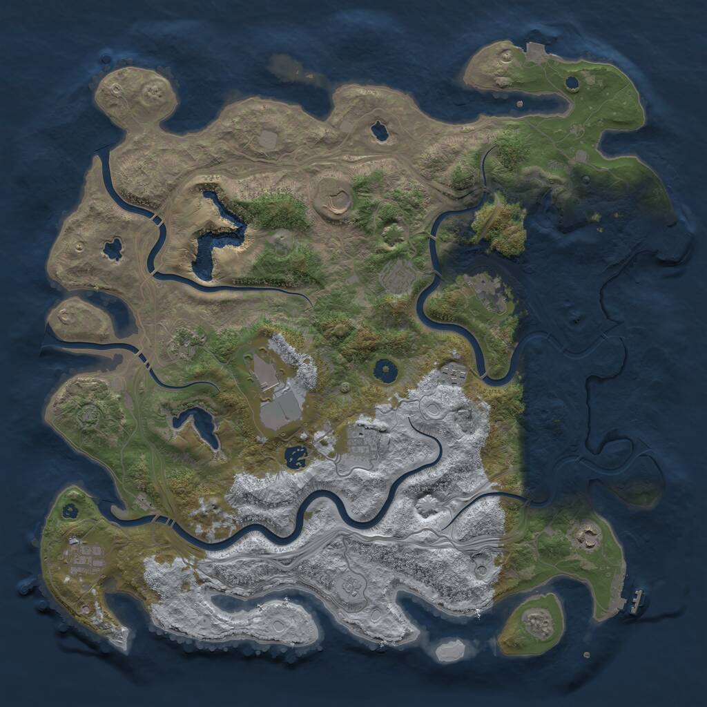 Rust Map: Procedural Map, Size: 4500, Seed: 120785973, 16 Monuments