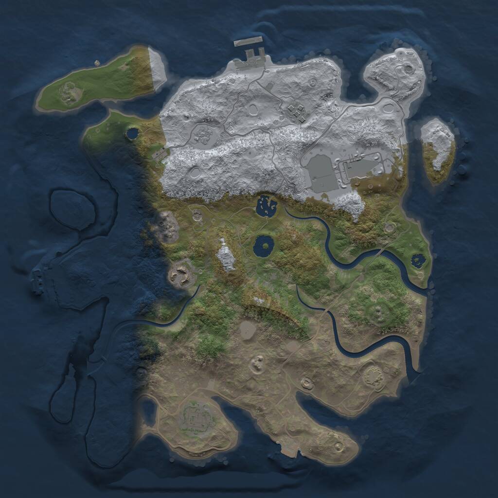 Rust Map: Procedural Map, Size: 3500, Seed: 181438522, 11 Monuments