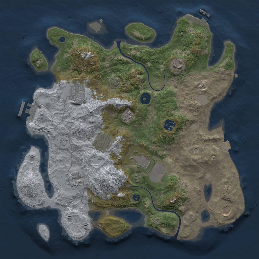 Rust Map: Procedural Map, Size: 3500, Seed: 914702173, 14 Monuments