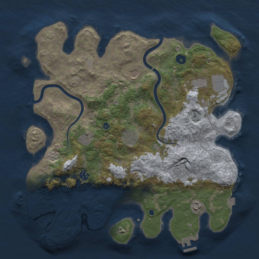 Rust Map: Procedural Map, Size: 3900, Seed: 31936207, 14 Monuments
