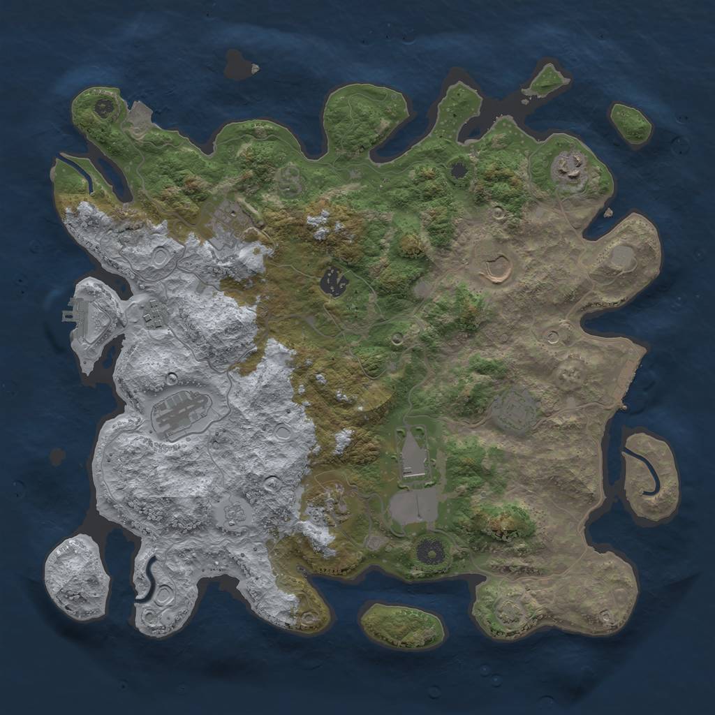 Rust Map: Procedural Map, Size: 3850, Seed: 15829130, 17 Monuments