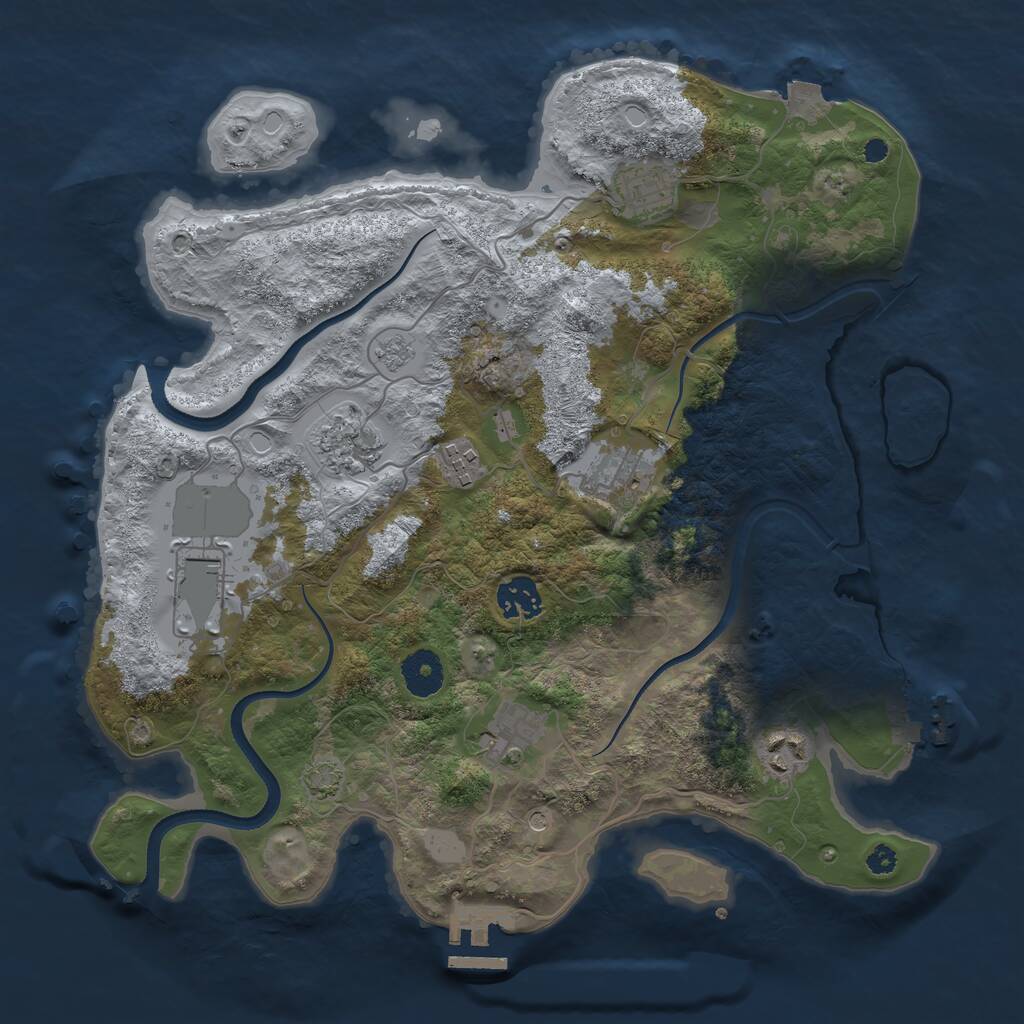 Rust Map: Procedural Map, Size: 3500, Seed: 992325295, 14 Monuments