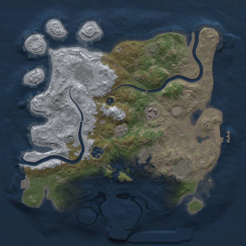 Rust Map: Procedural Map, Size: 3250, Seed: 8953395, 12 Monuments