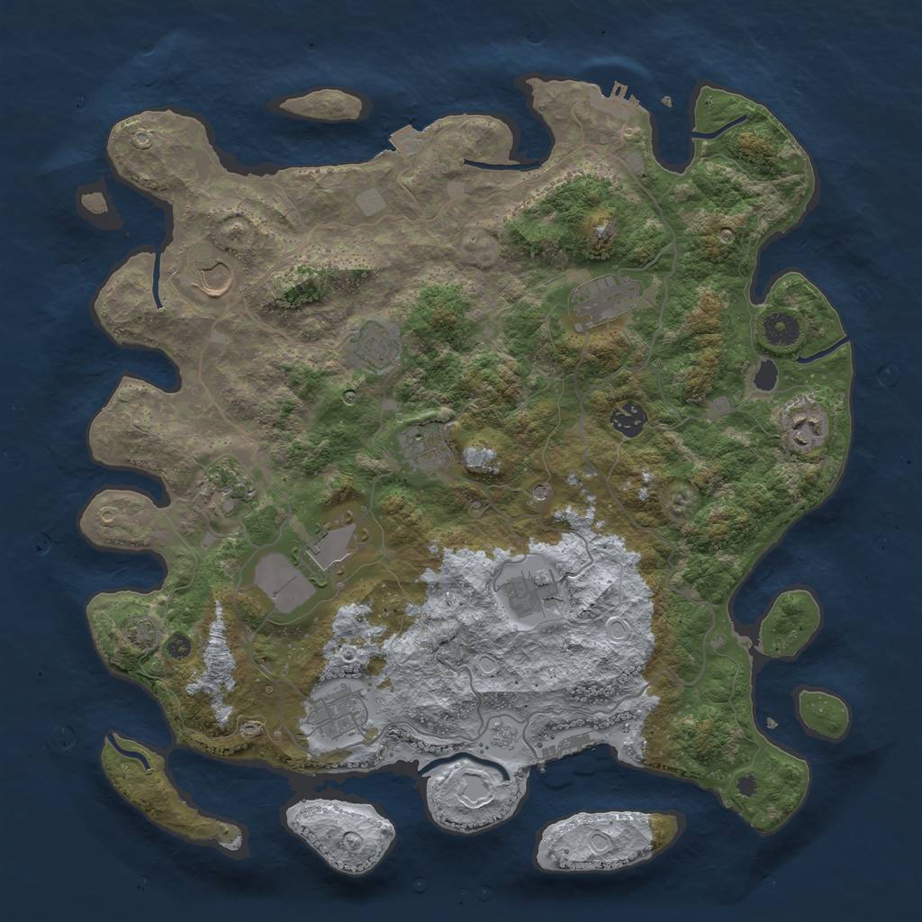 Rust Map: Procedural Map, Size: 4000, Seed: 55849737, 18 Monuments