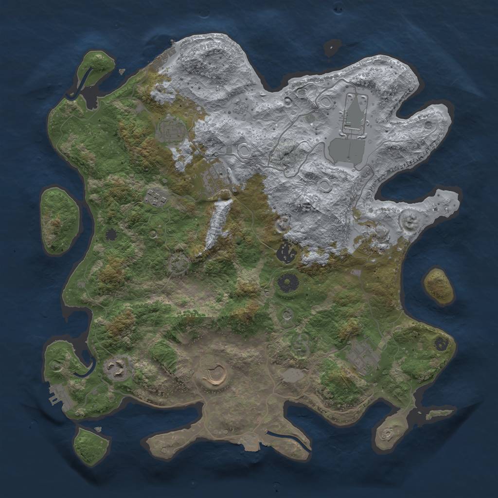Rust Map: Procedural Map, Size: 3750, Seed: 16335595, 17 Monuments