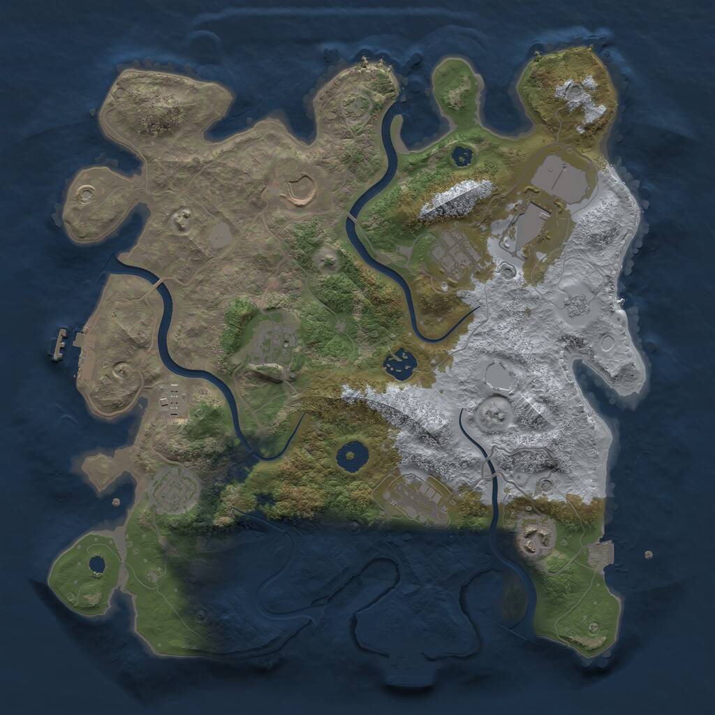 Rust Map: Procedural Map, Size: 3500, Seed: 83929484, 15 Monuments