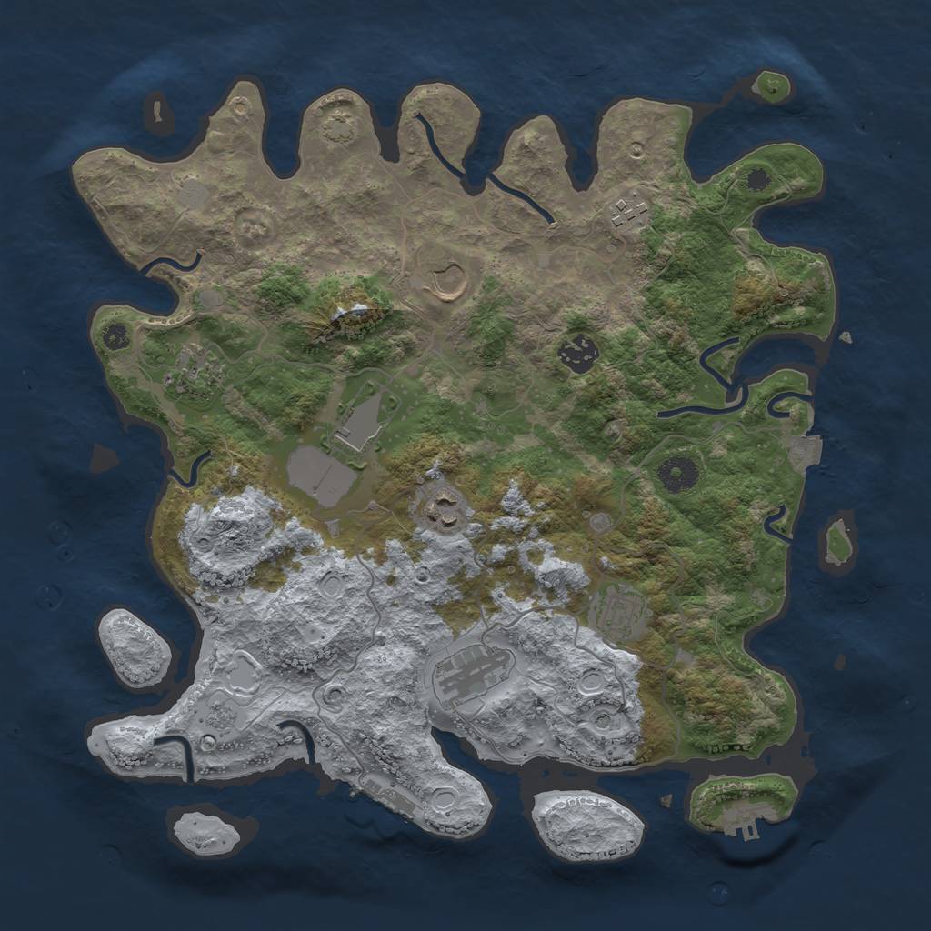 Rust Map: Procedural Map, Size: 3700, Seed: 109256718, 16 Monuments