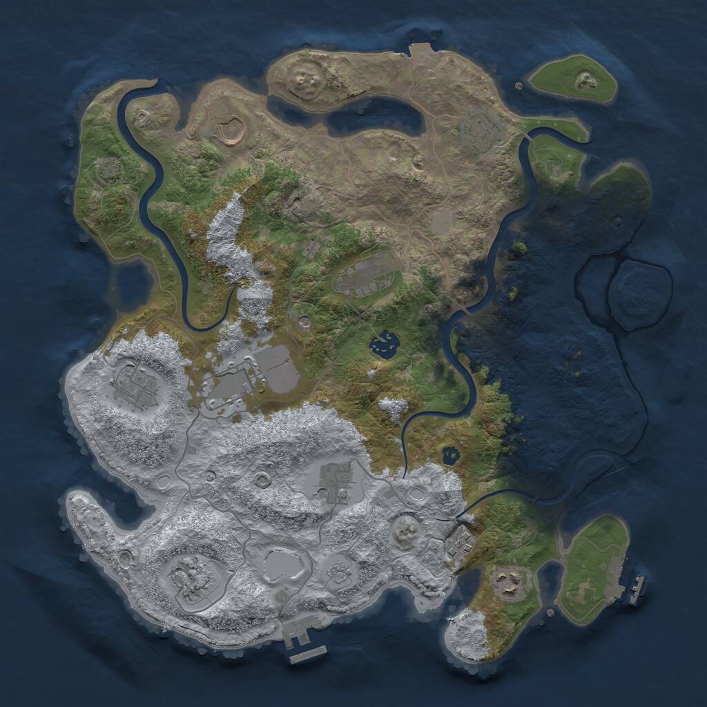 Rust Map: Procedural Map, Size: 3800, Seed: 3932688, 16 Monuments