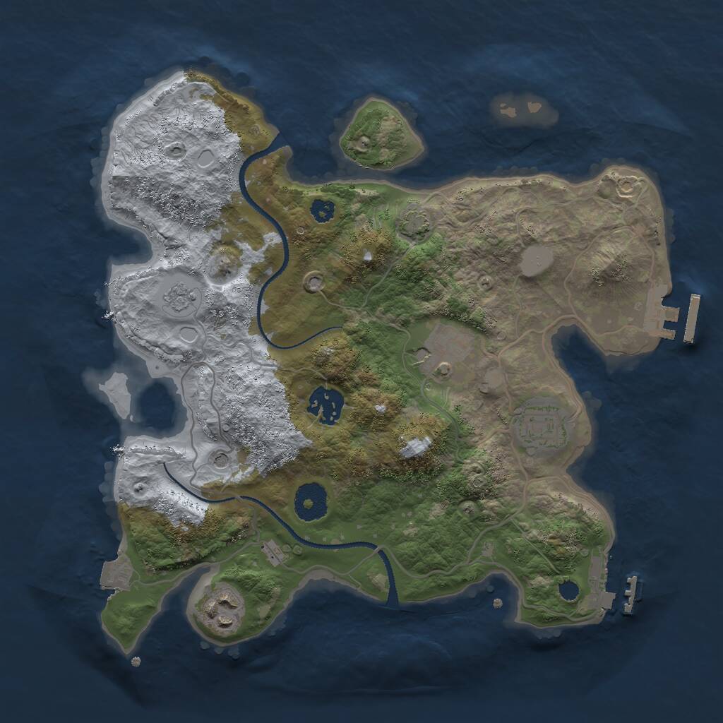 Rust Map: Procedural Map, Size: 3000, Seed: 749923, 10 Monuments