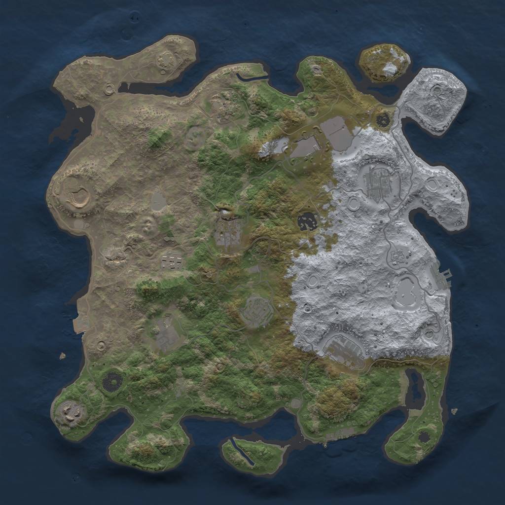 Rust Map: Procedural Map, Size: 3850, Seed: 83868212, 19 Monuments
