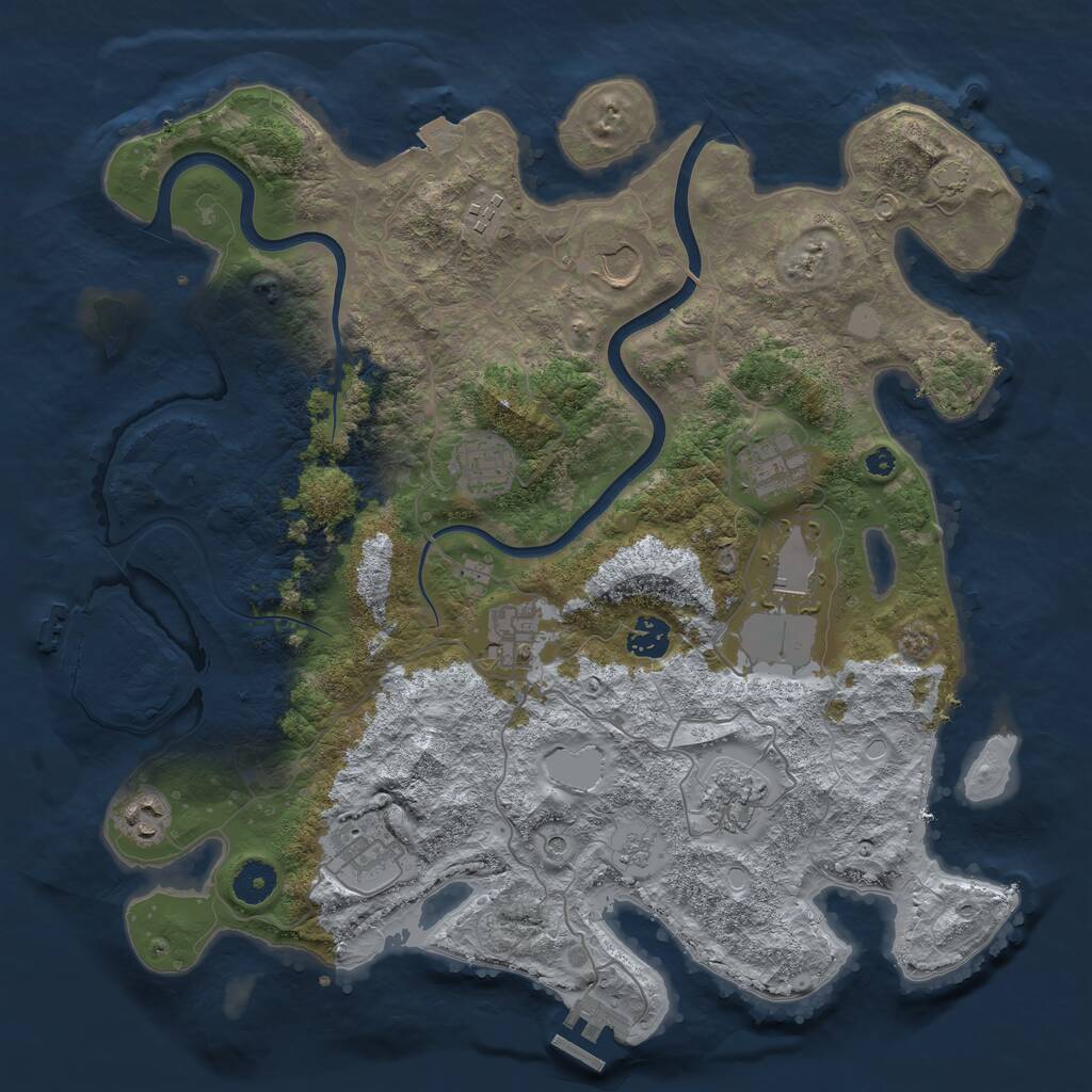 Rust Map: Procedural Map, Size: 3850, Seed: 83524215, 16 Monuments
