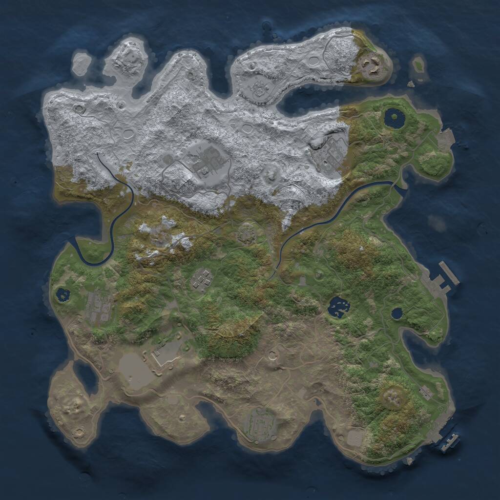 Rust Map: Procedural Map, Size: 3600, Seed: 94039199, 14 Monuments
