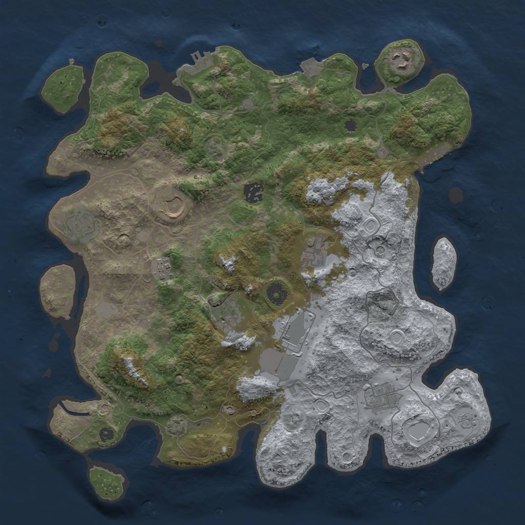 Rust Map: Procedural Map, Size: 3750, Seed: 61292677, 17 Monuments