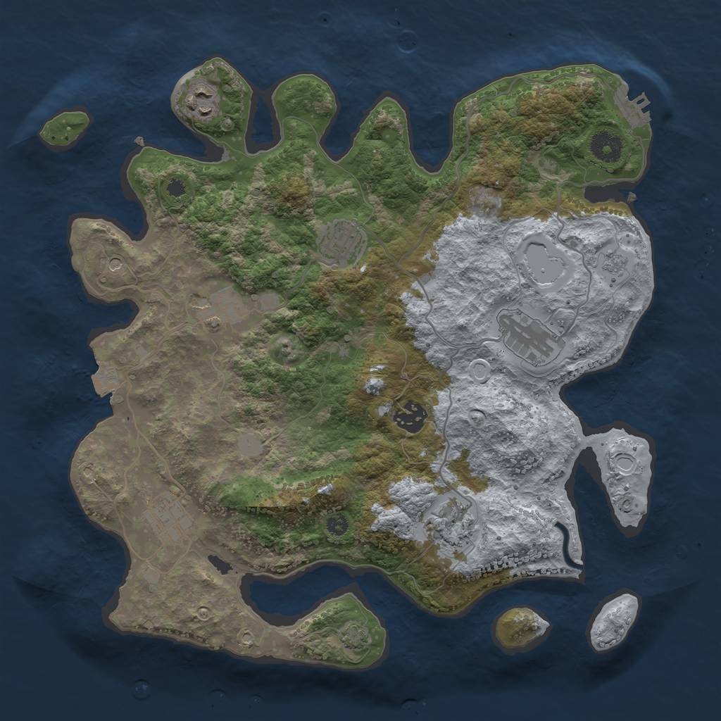 Rust Map: Procedural Map, Size: 3450, Seed: 54203324, 14 Monuments