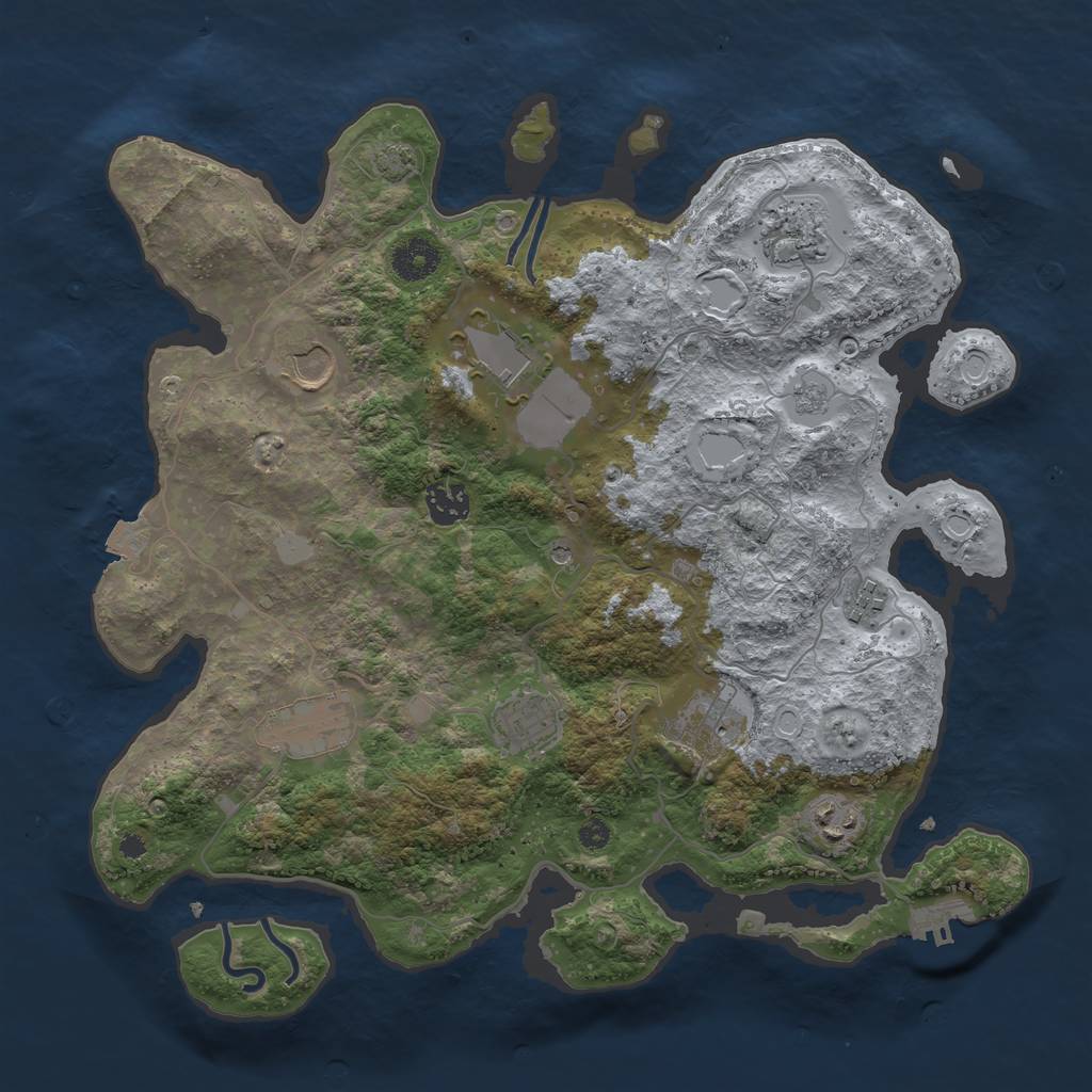 Rust Map: Procedural Map, Size: 3650, Seed: 41966958, 16 Monuments