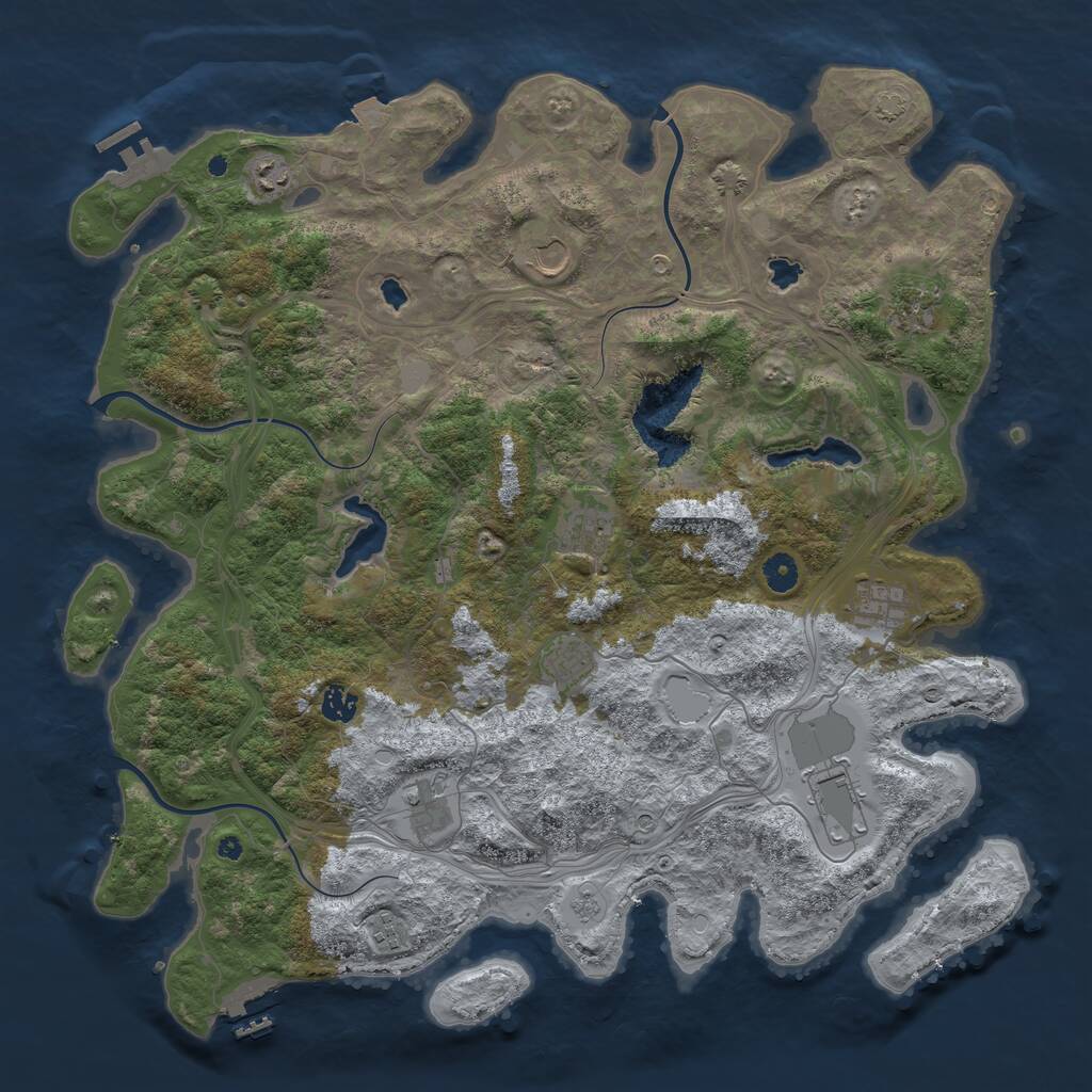 Rust Map: Procedural Map, Size: 4500, Seed: 1938804896, 16 Monuments