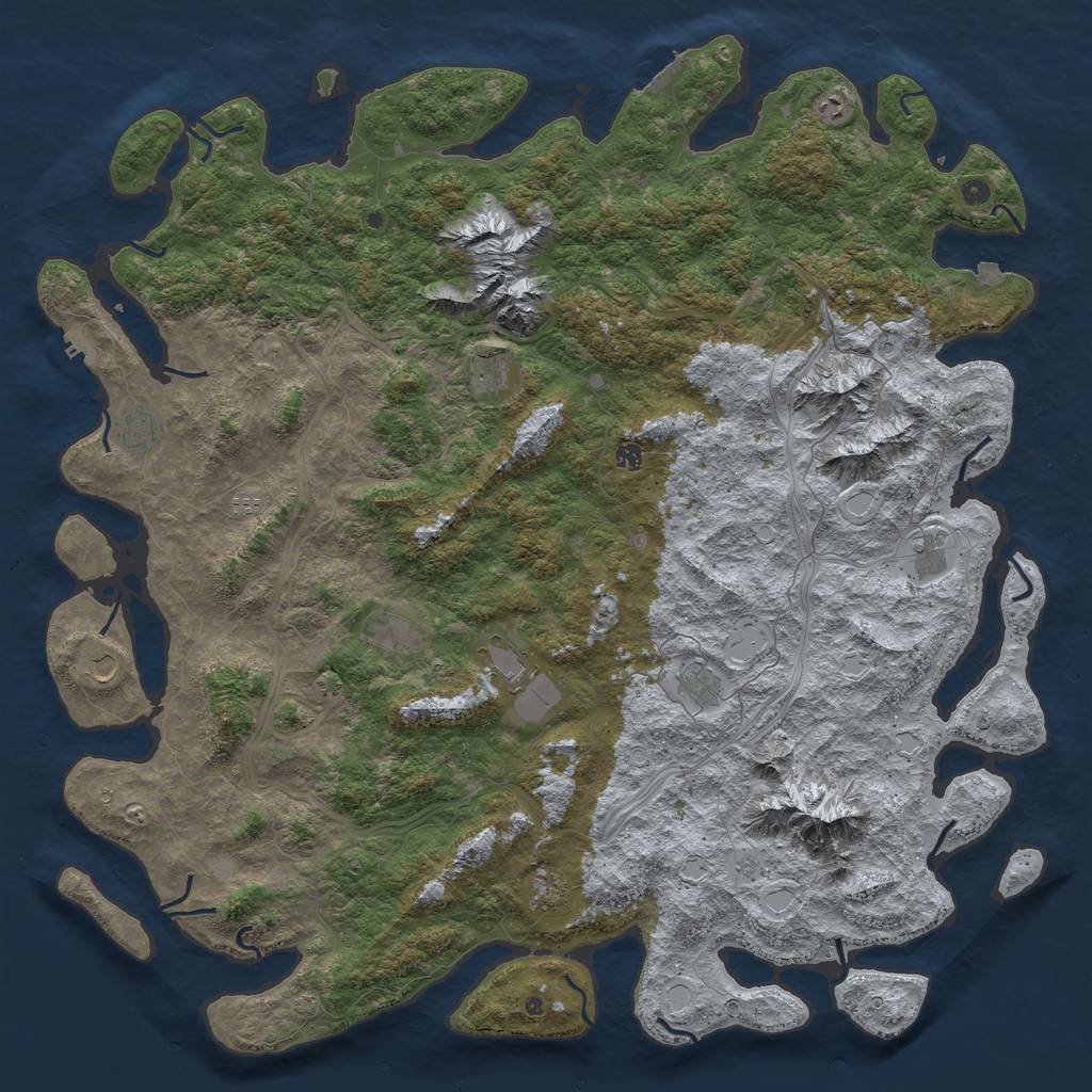 Rust Map: Procedural Map, Size: 6000, Seed: 637352593, 19 Monuments