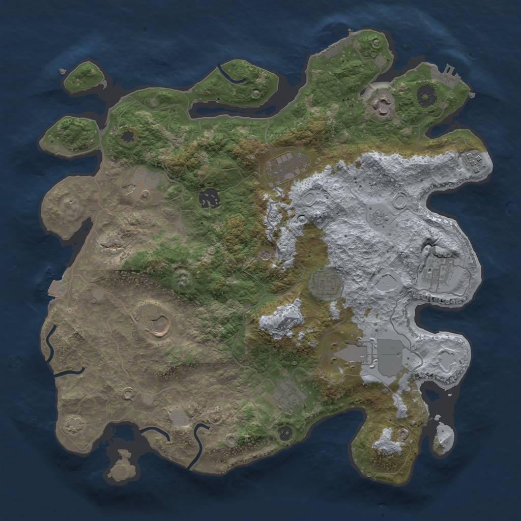 Rust Map: Procedural Map, Size: 3700, Seed: 1212426969, 18 Monuments