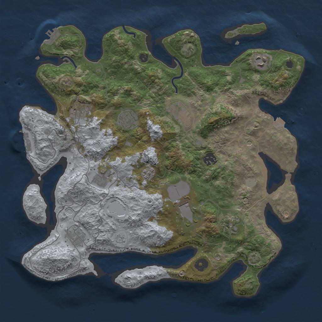 Rust Map: Procedural Map, Size: 3750, Seed: 954844, 18 Monuments