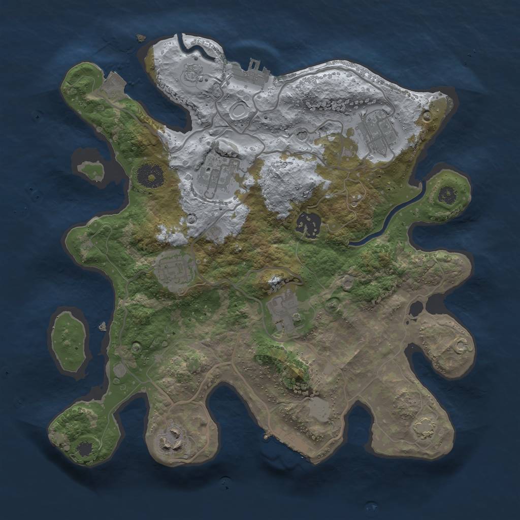 Rust Map: Procedural Map, Size: 3000, Seed: 1917559065, 14 Monuments