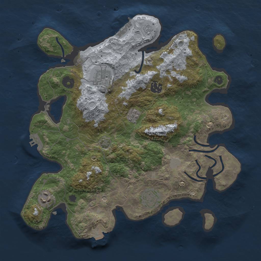 Rust Map: Procedural Map, Size: 3200, Seed: 72747, 13 Monuments