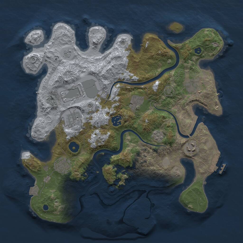 Rust Map: Procedural Map, Size: 3500, Seed: 104213537, 14 Monuments