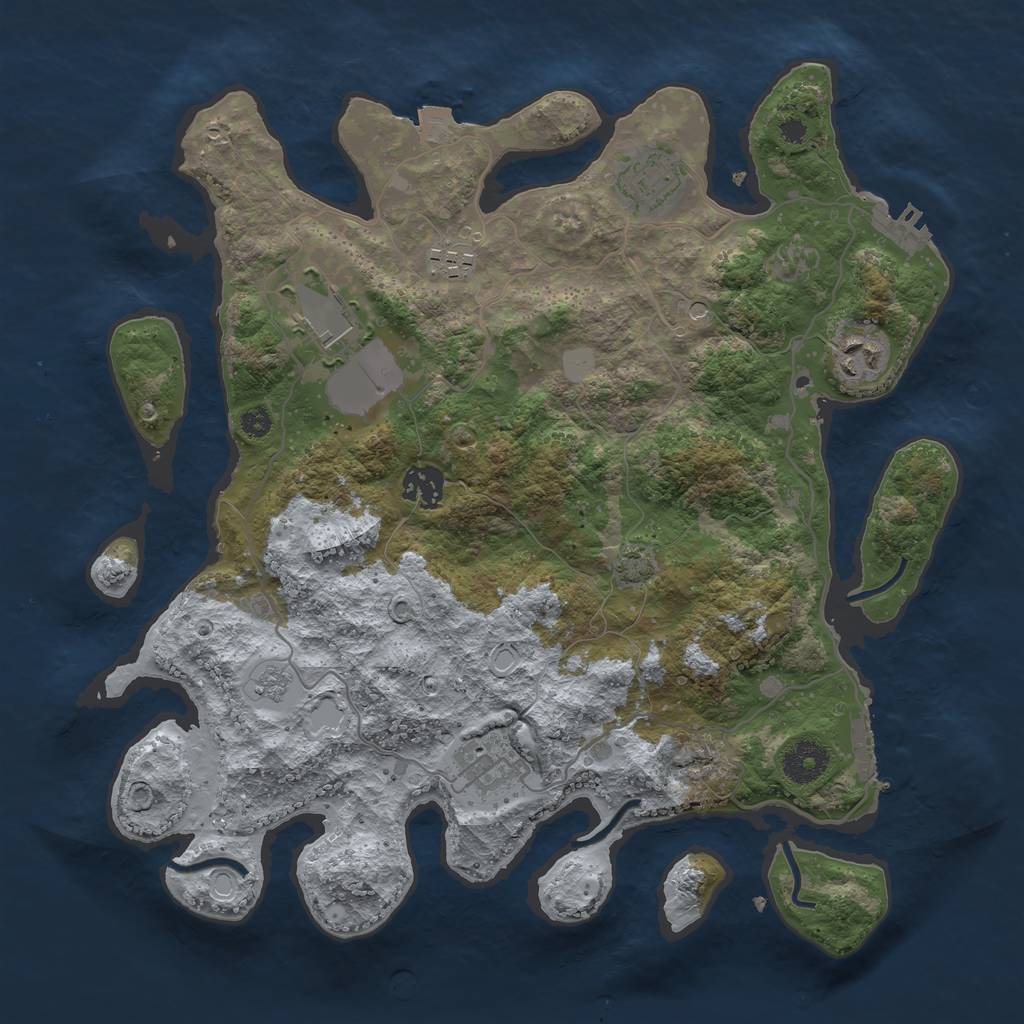 Rust Map: Procedural Map, Size: 3500, Seed: 1988420, 14 Monuments