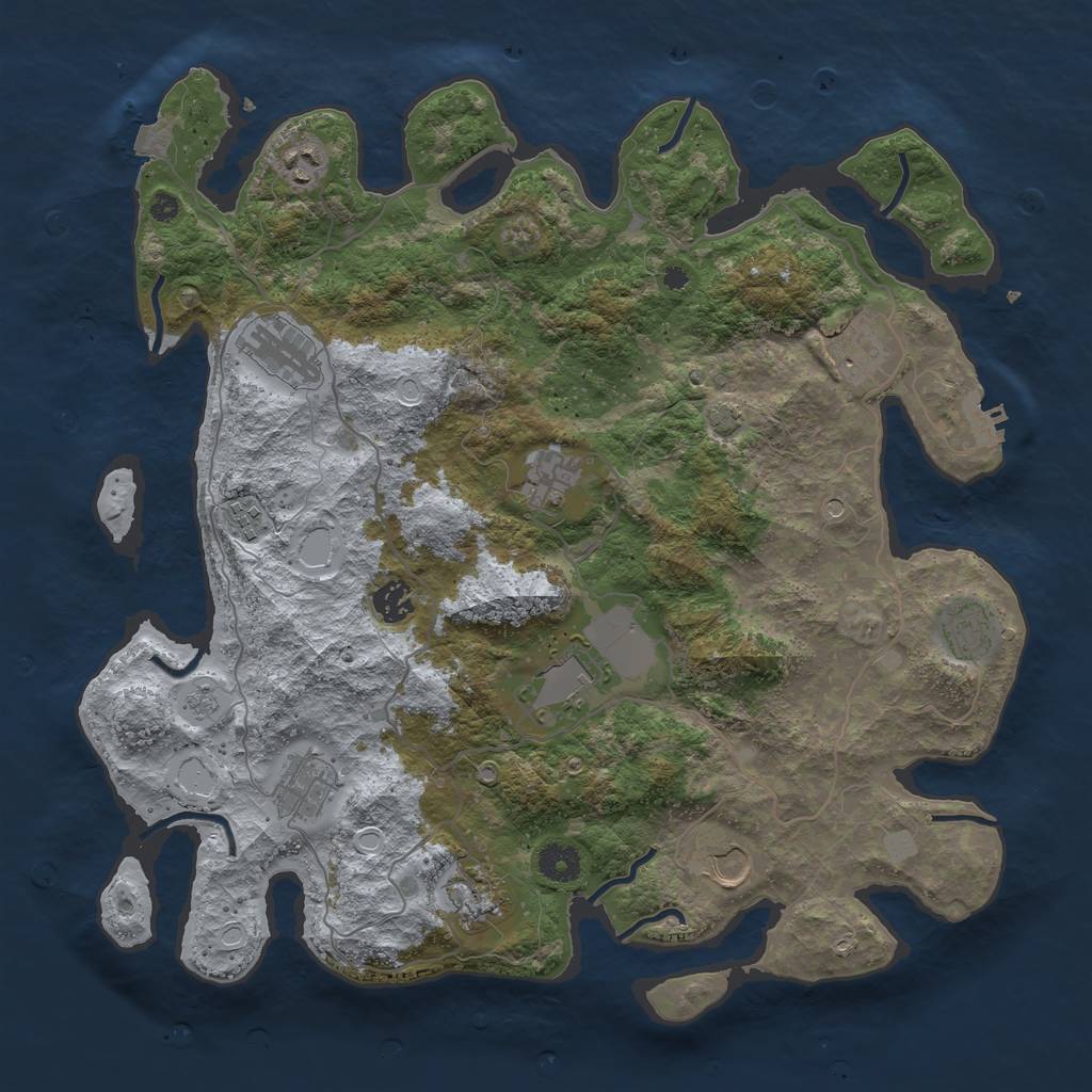 Rust Map: Procedural Map, Size: 4000, Seed: 1296010215, 18 Monuments