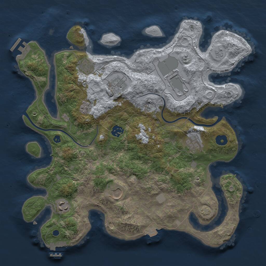 Rust Map: Procedural Map, Size: 3500, Seed: 76307911, 14 Monuments