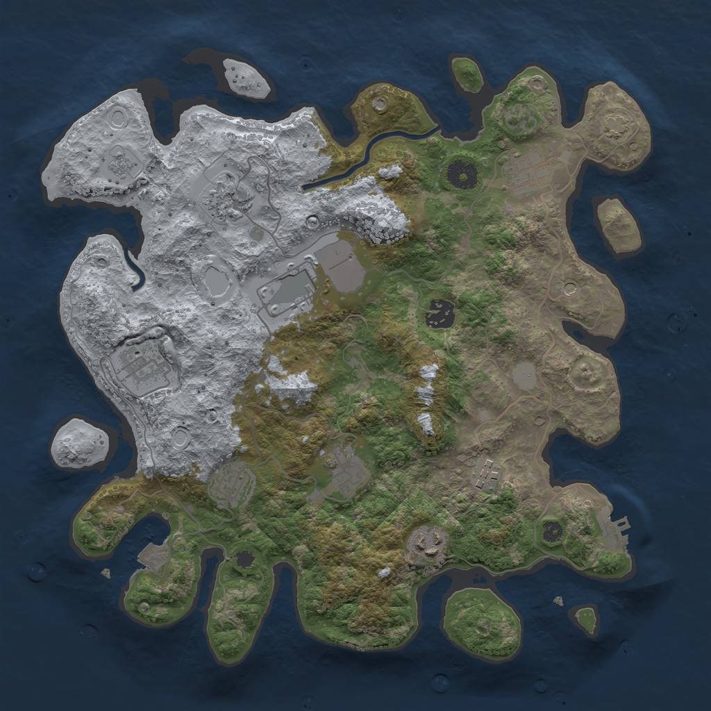 Rust Map: Procedural Map, Size: 3550, Seed: 83576818, 16 Monuments