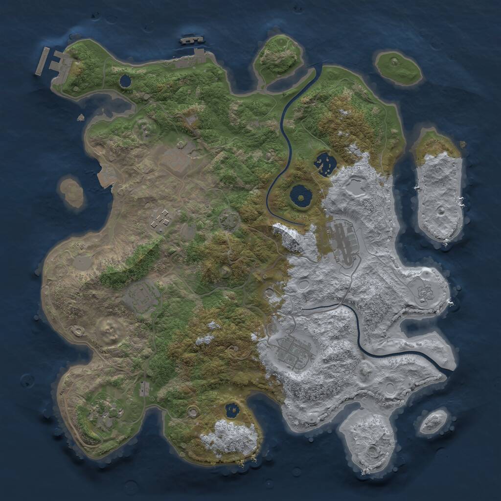 Rust Map: Procedural Map, Size: 3450, Seed: 81776781, 13 Monuments