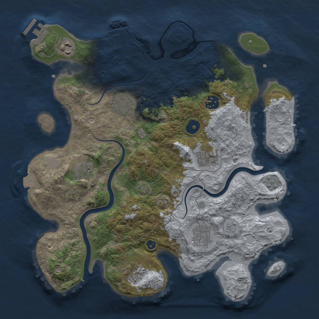 Rust Map: Procedural Map, Size: 3450, Seed: 81776781, 14 Monuments