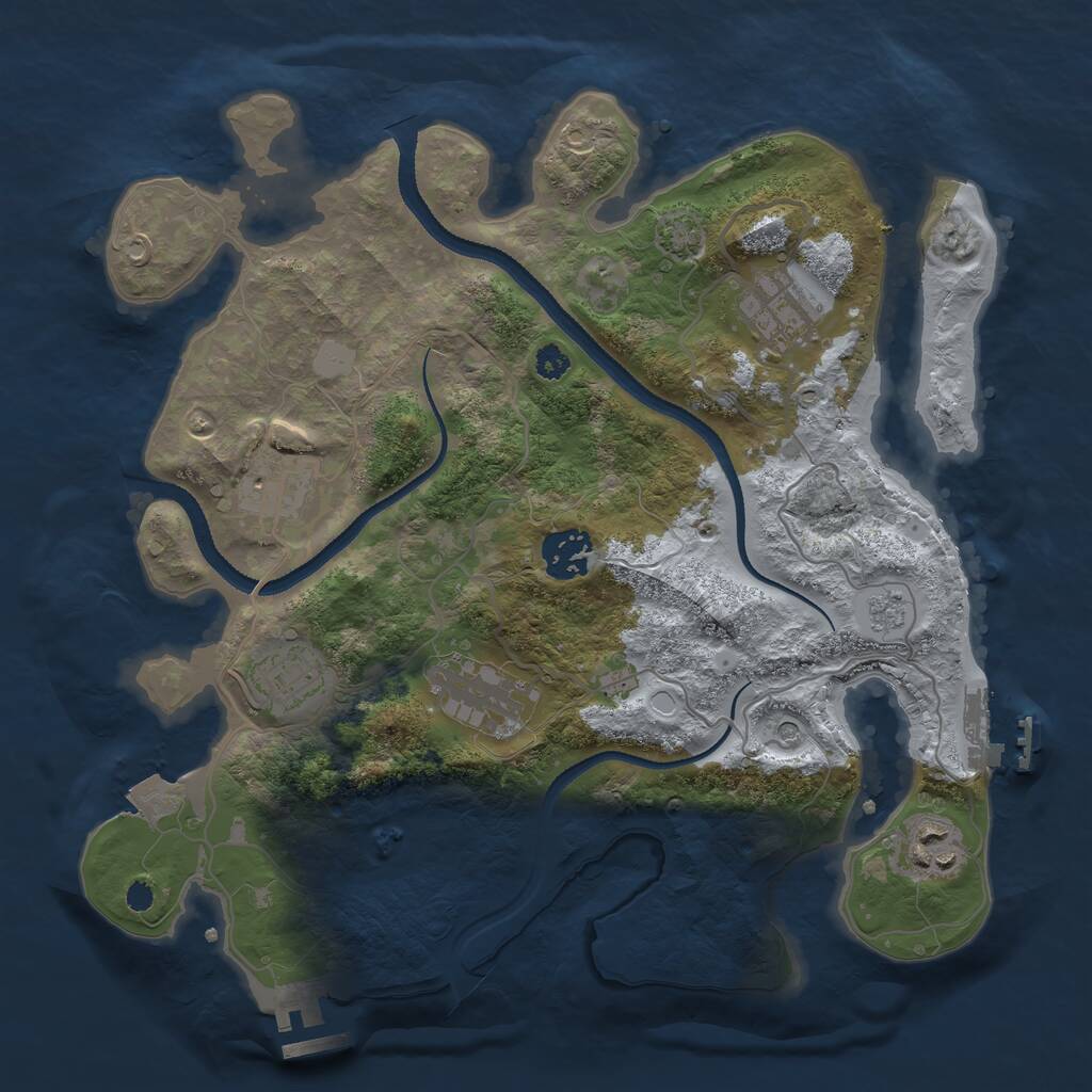 Rust Map: Procedural Map, Size: 3200, Seed: 83929484, 12 Monuments